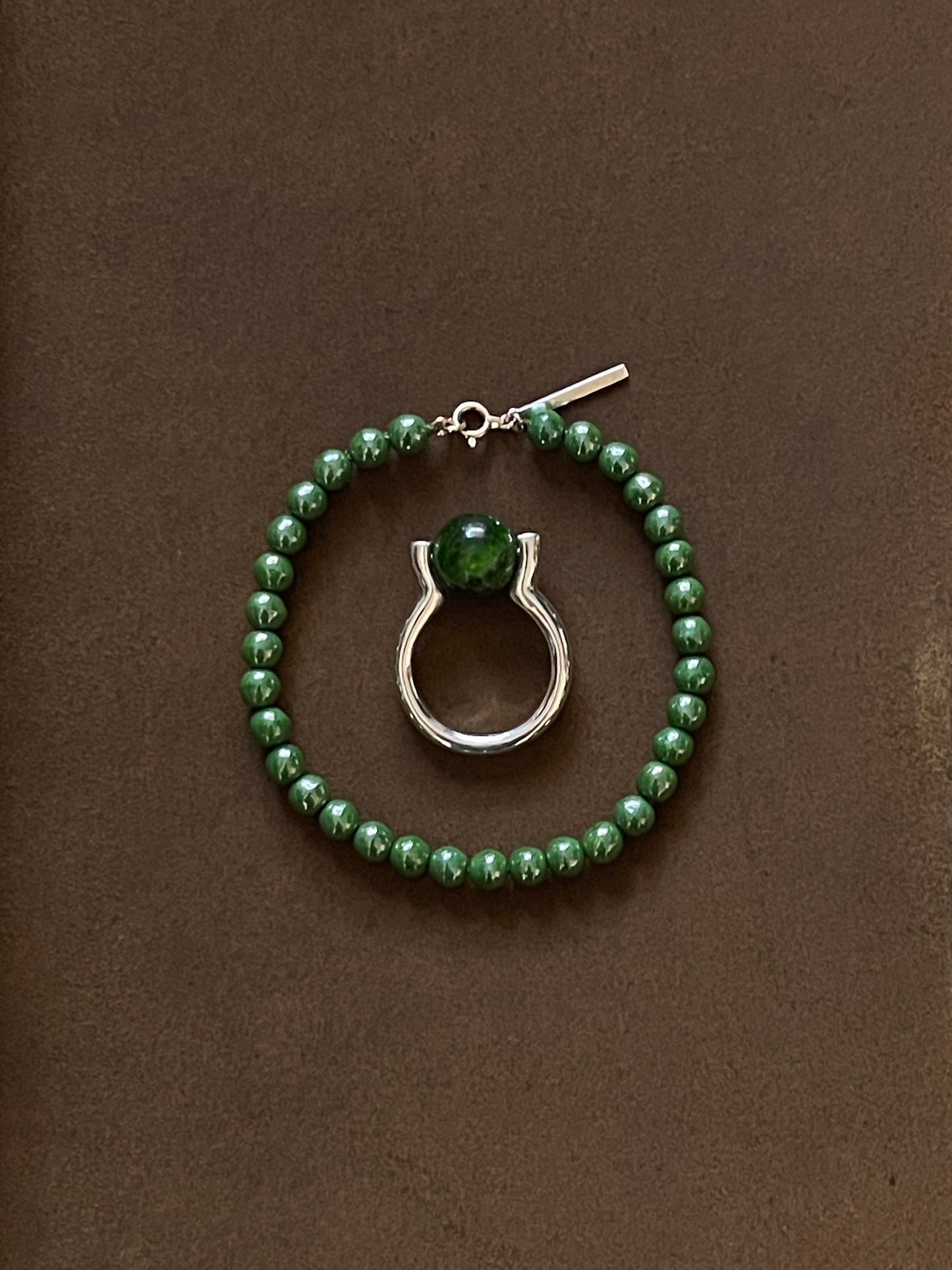 Vintage beads bracelet -Green-