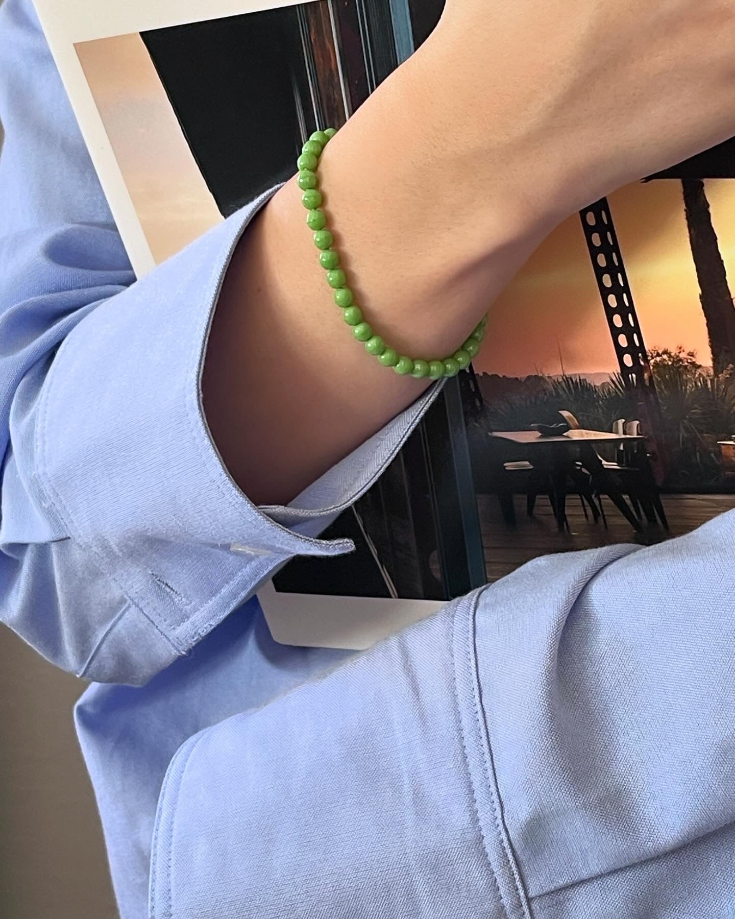 Vintage beads bracelet -Light Green-