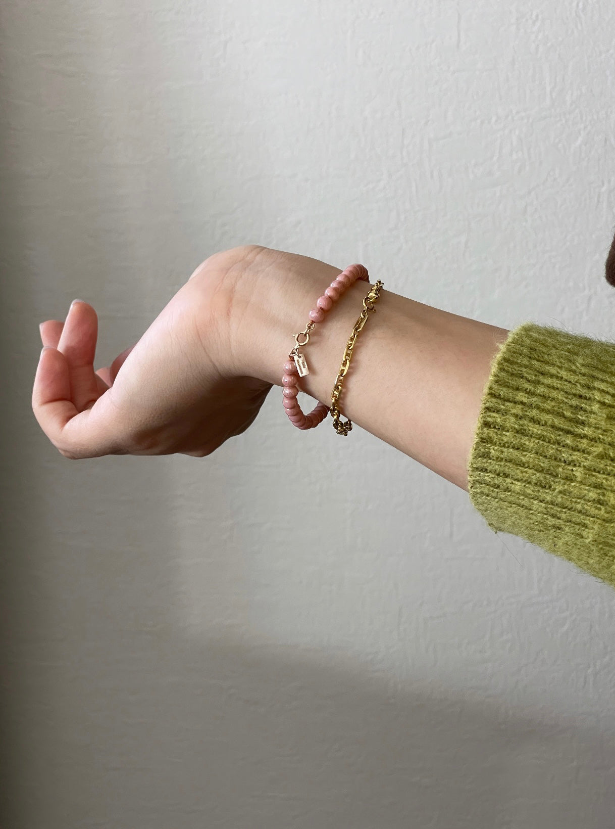 Vintage beads bracelet -Pink-