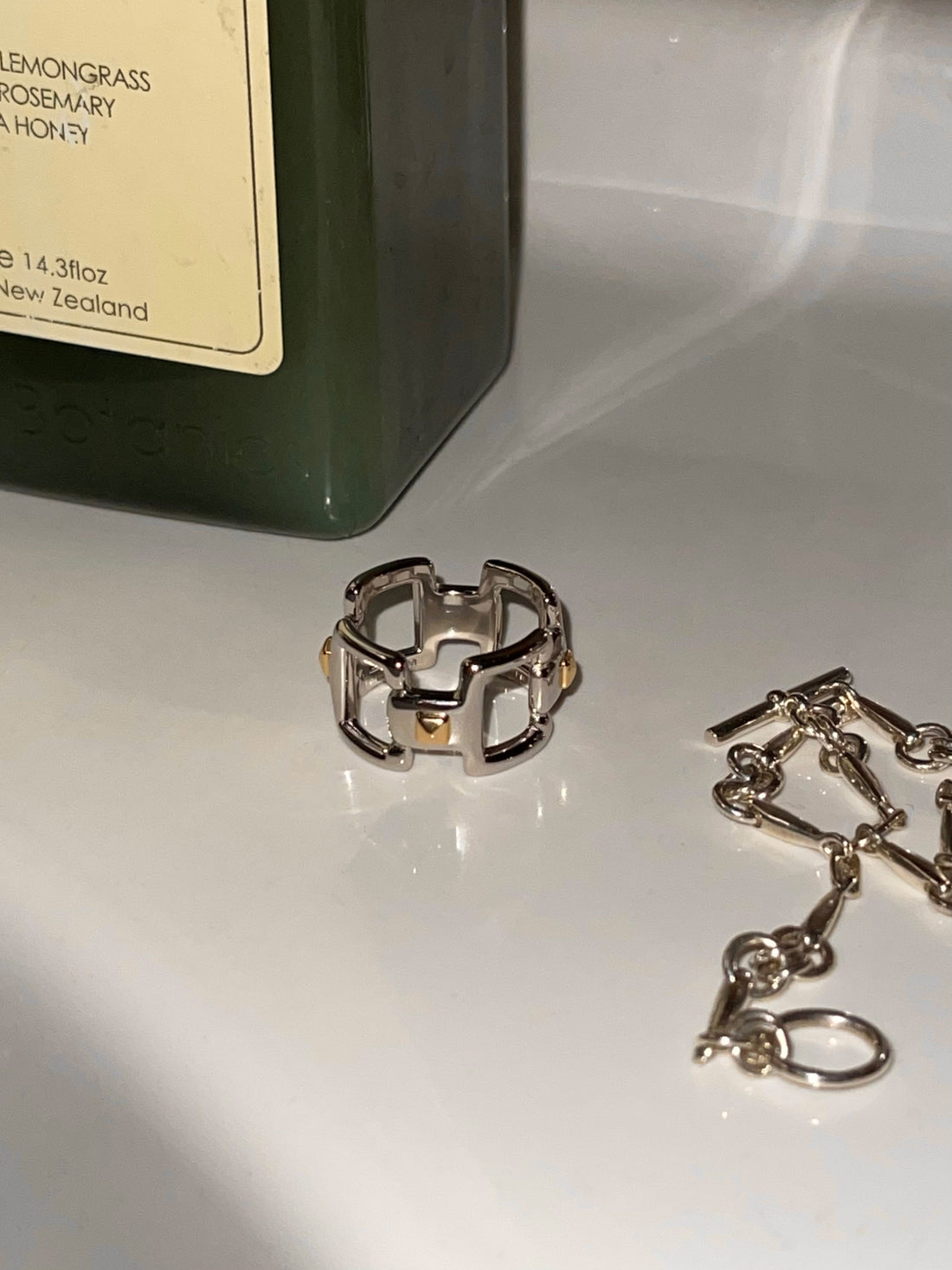 Works - Vol.8 : Squares pyramid studs ring (Pt900, K18YG)