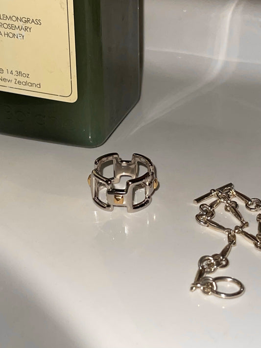 Works - Vol.8 : Squares pyramid studs ring (Pt900, K18YG)