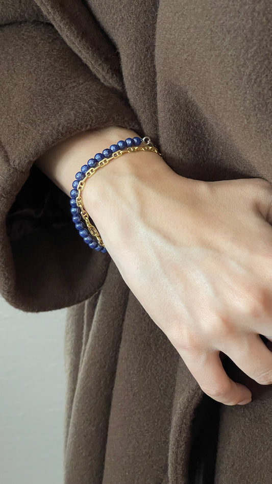 Vintage beads bracelet -Navy-
