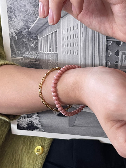 Vintage beads bracelet -Pink-