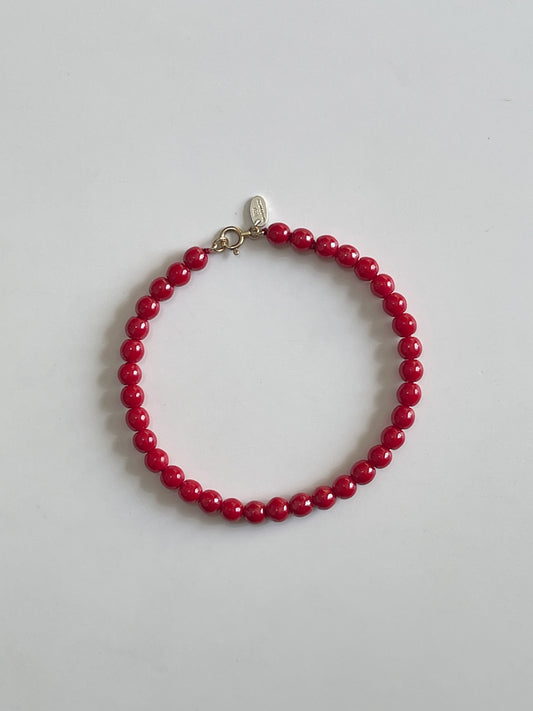 Vintage beads bracelet -Red-