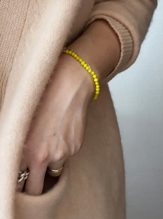 Vintage beads bracelet -Yellow-