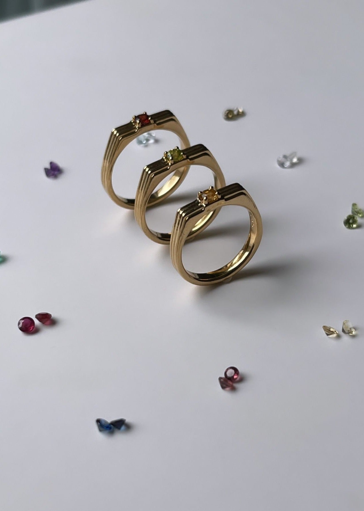 Birthstone reeding ring
