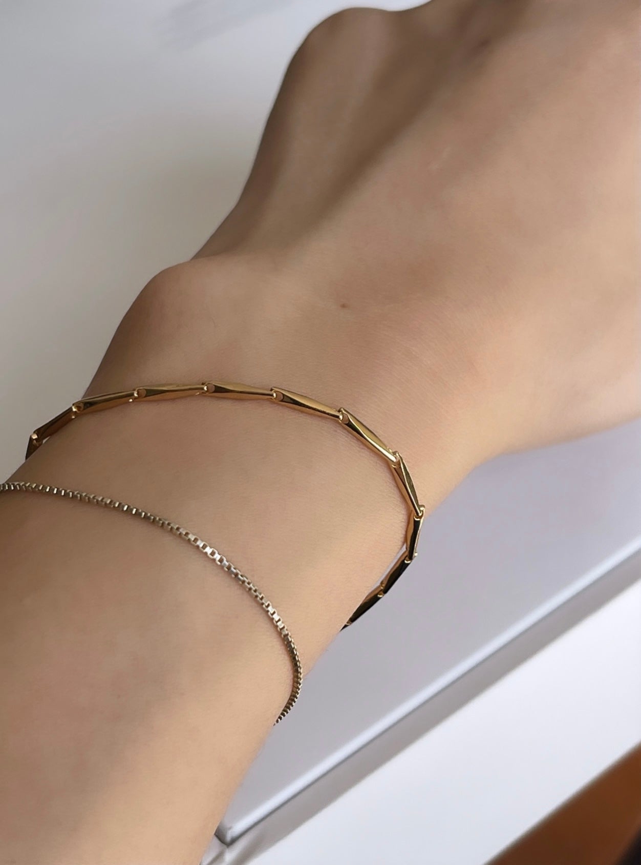 Rhombus cut chain bracelet