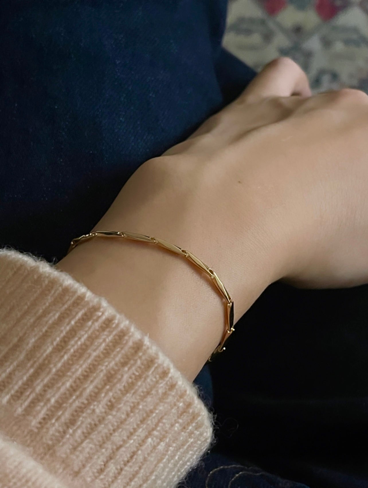 Rhombus cut chain bracelet