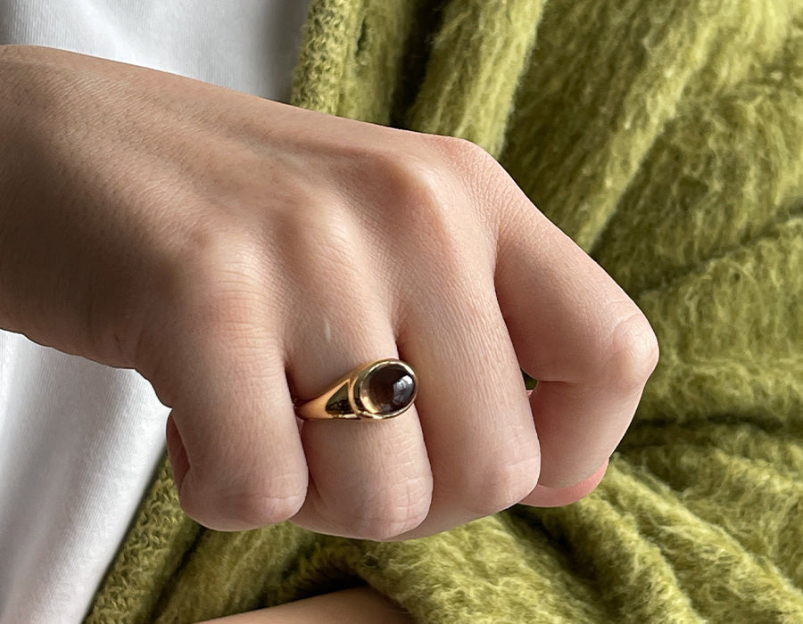 Smoky quartz oval ring
