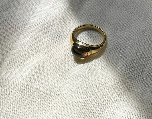 Smoky quartz oval ring